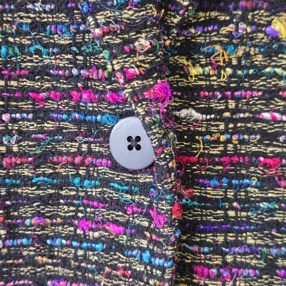 ANN MAY Size 6 Silk‎ Woven Dark Colorful Career Blazer Jacket Academia Old Money - Picture 4 of 12